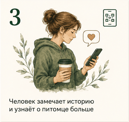 Человек замечает историю и узнаёт о питомце больше